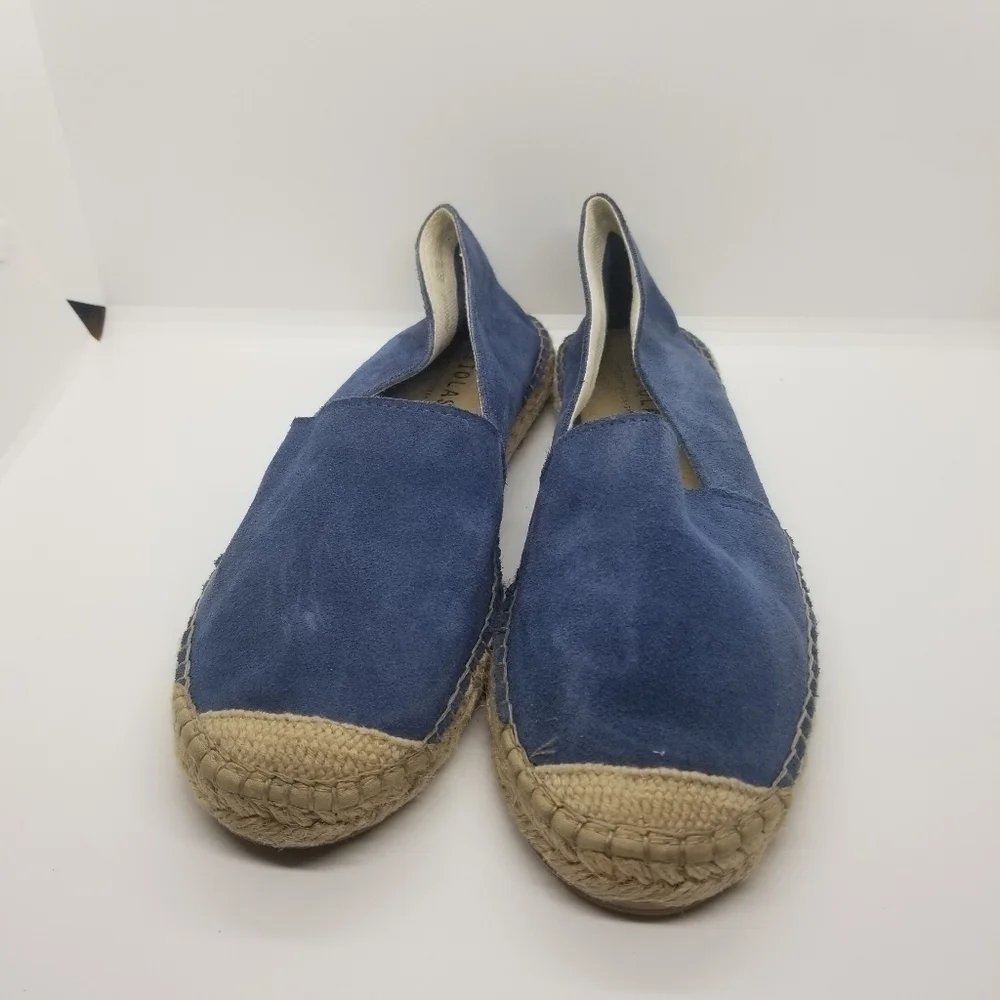 Fabiolas blue suede espadrille flat loafers EU 38